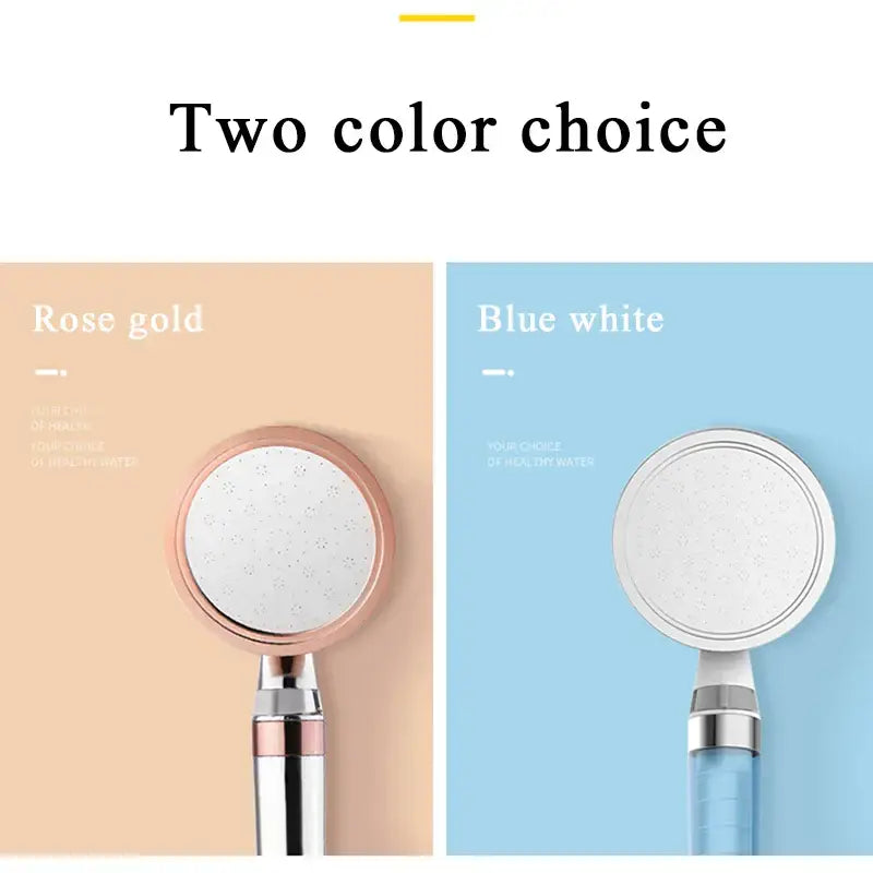 Rose gold and blue white shower head with sleek metallic finish featuring decorbites 10cm panel for enhanced shower experience