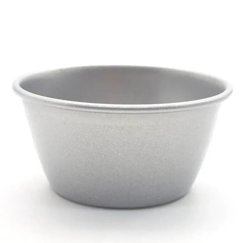 Silver metallic carbon steel cake mold mini round cups by decorbites in a muffin tin pan design