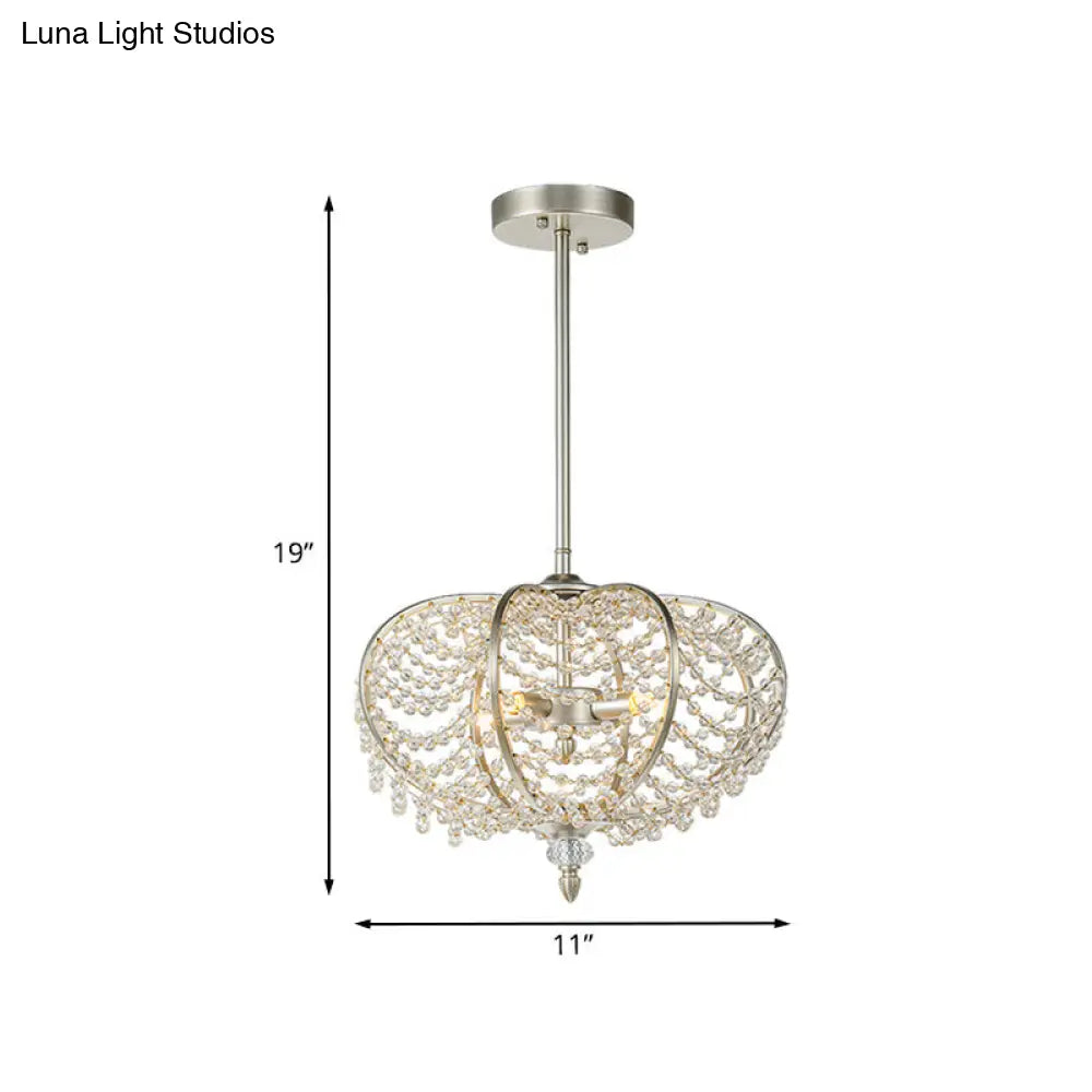 Lámpara de techo colgante de 2 luces con cadena plateada y cuentas de cristal para habitación de invitados