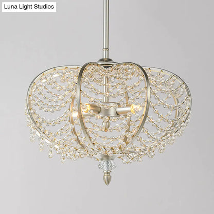 Lámpara de techo colgante de 2 luces con cadena plateada y cuentas de cristal para habitación de invitados