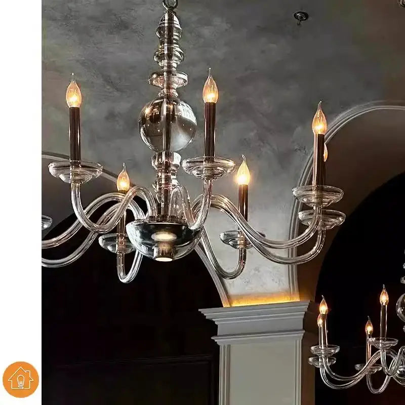 Elegant silver decorbites crystal branch chandelier with polished chrome finish and candle style bulbs for dining room decor