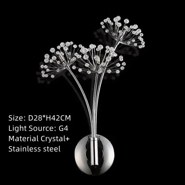 Silver crystal dandelion led floor lamp with stainless steel flower-like design featuring clear crystals for living room decorbites crystal dandelion