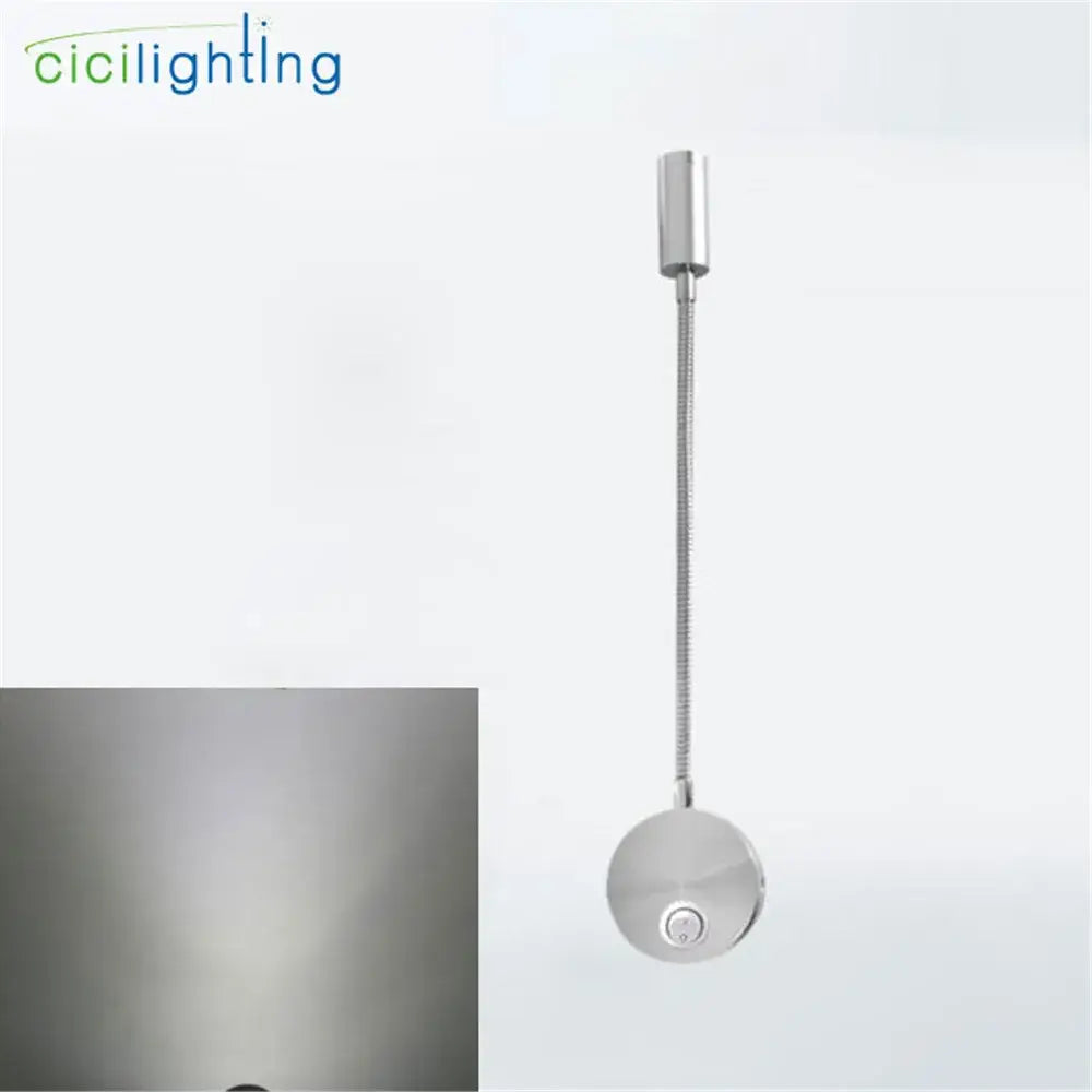 Silver flexible gooseneck led wall sconce with adjustable metallic arm and spherical head for bedroom reading decorbites 3w flexible