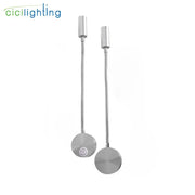 Silver flexible gooseneck led wall sconce with circular base and cylindrical head for bedroom reading decorbites 3w flexible