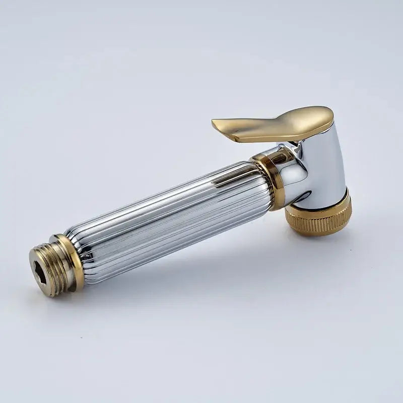 Silver and golden bidet sprayer with polished chrome body and gold accents decorbites golden bidet handheld shower head