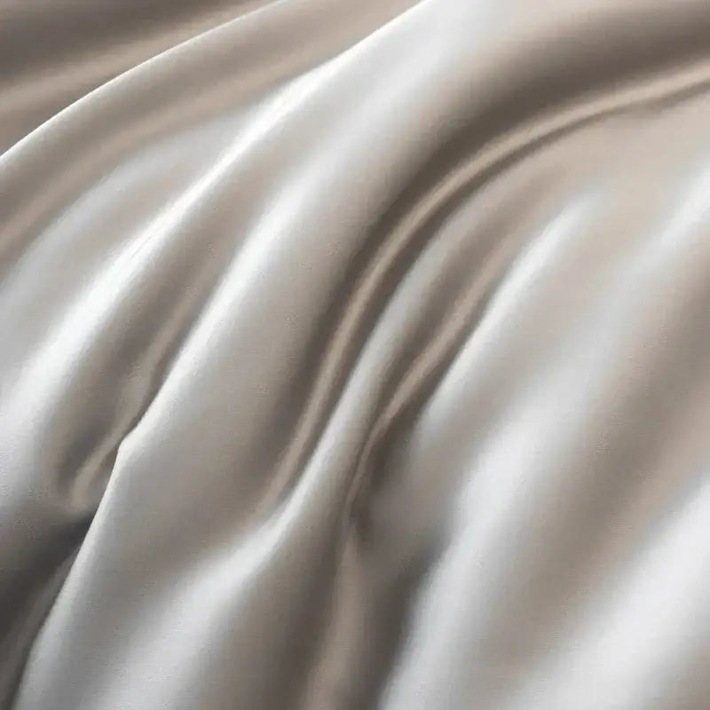 Silver gray eucalyptus fiber summer quilt with luxurious beige silk fabric and smooth glossy finish for decorbites bedding