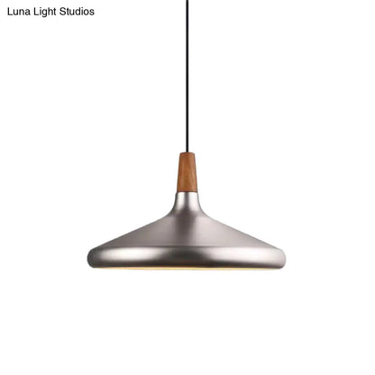 Silver Industrial Cone Ceiling Pendant Light - 1-Light Aluminum Suspension Lamp, 7"/10.5"/16" Wide