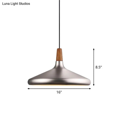 Silver Industrial Cone Ceiling Pendant Light - 1-Light Aluminum Suspension Lamp, 7"/10.5"/16" Wide