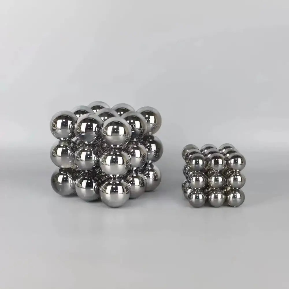 Silver magnetic crystal glass ball stack blocks in two sizes for elegant living room decor