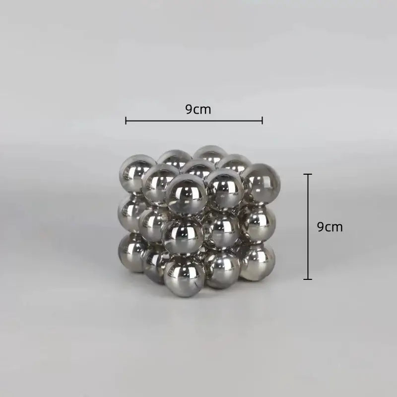 A 9cm silver crystal glass ball stack blocks made of magnetic balls for living room decor