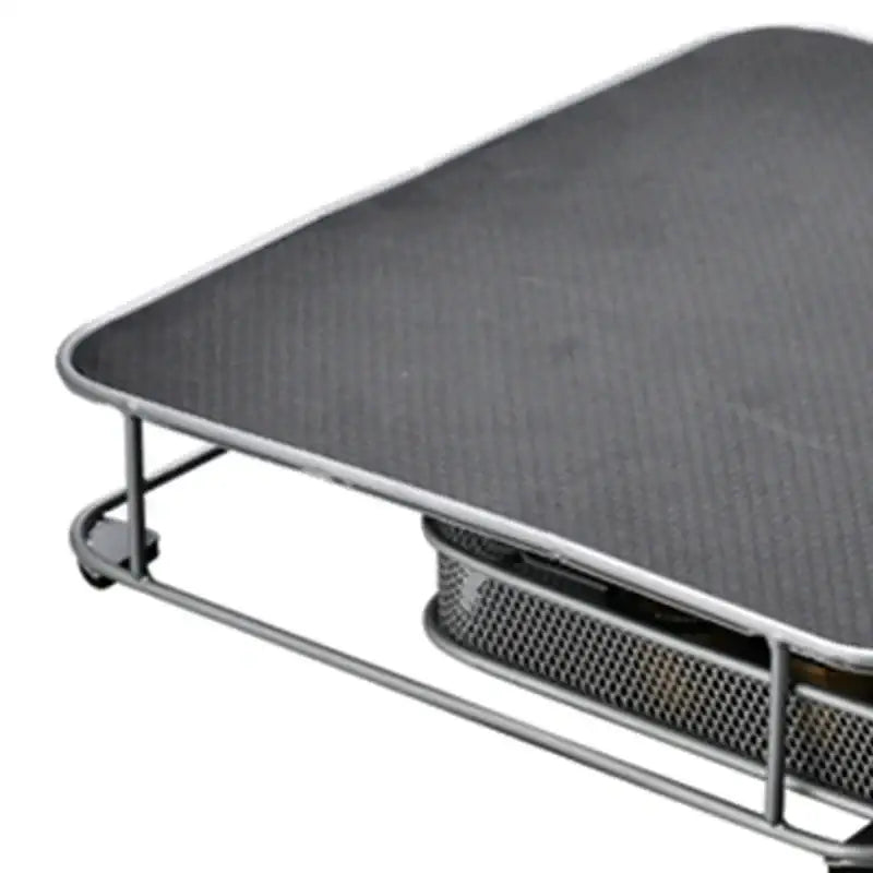 Silver metal coffee capsule storage rack with textured black surface and mesh compartment by decorbites coffee capsule