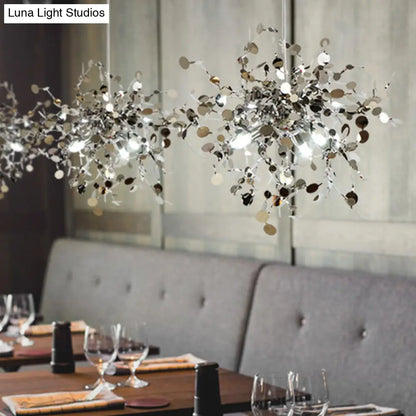 Silver Metal LED Pendant Light Fixture for Modern Living Rooms