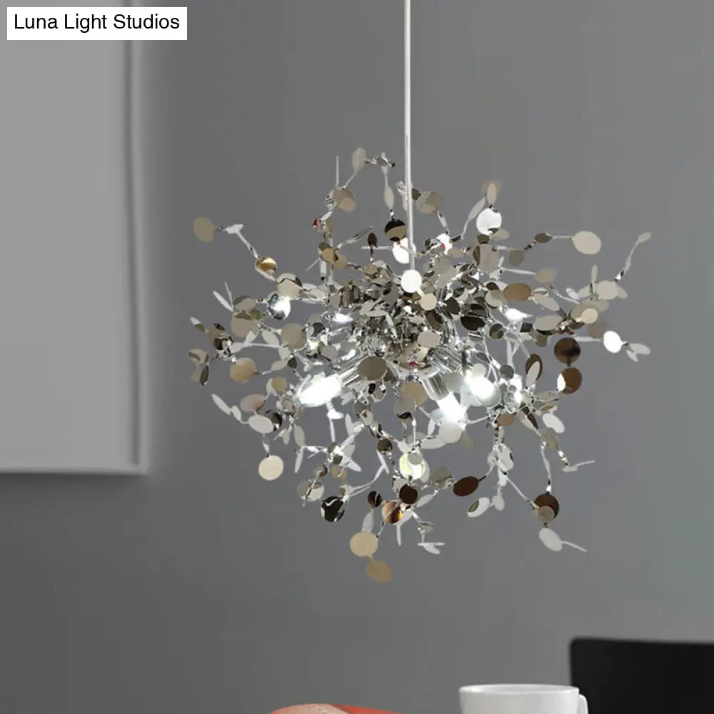 Silver Metal LED Pendant Light Fixture for Modern Living Rooms