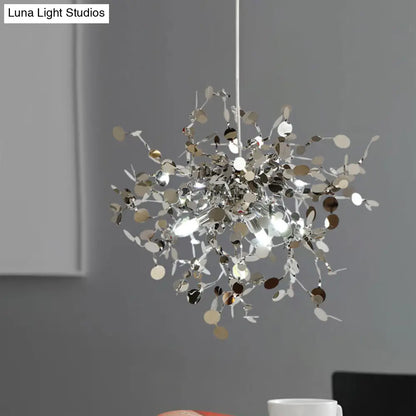 Silver Metal LED Pendant Light Fixture for Modern Living Rooms