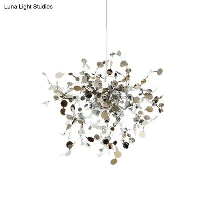 Silver Metal LED Pendant Light Fixture for Modern Living Rooms