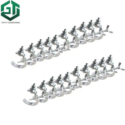 Silver metallic aluminium light hook with adjustable cable clamps and wing nut for led par moving head clamp use