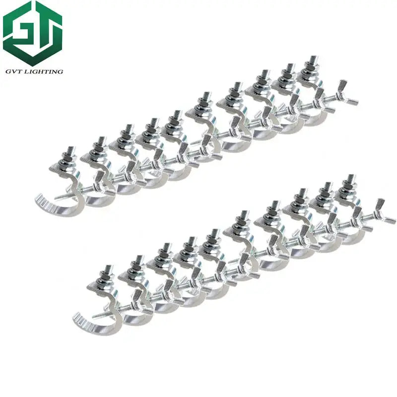 Silver metallic aluminium light hook with adjustable cable clamps and wing nut for led par moving head clamp use