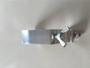 Silver metallic aluminium light hook pipe clamp with wing nut and threaded bolt for led par moving head use