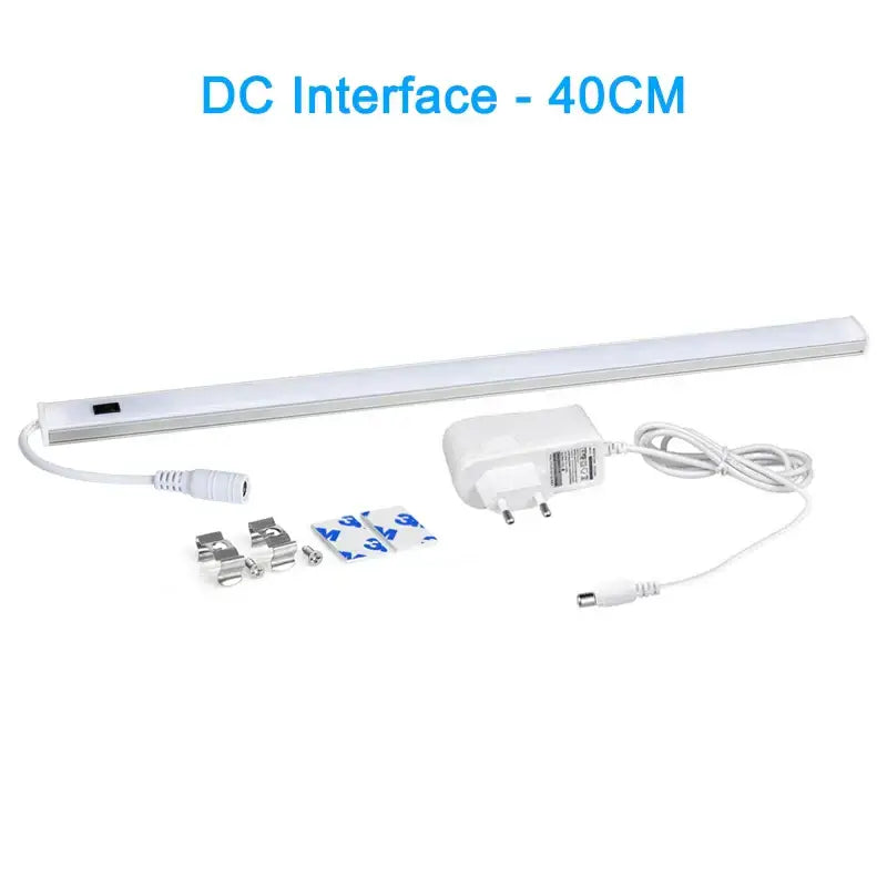 Silver rectangular pir motion sensor cabinet lights with white led strip light 40cm dc interface for living spaces