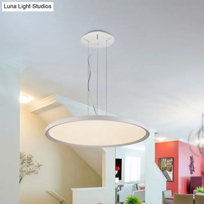 Silver Round Corridor Pendant LED Light Fixture - Modern Acrylic Suspension Lighting