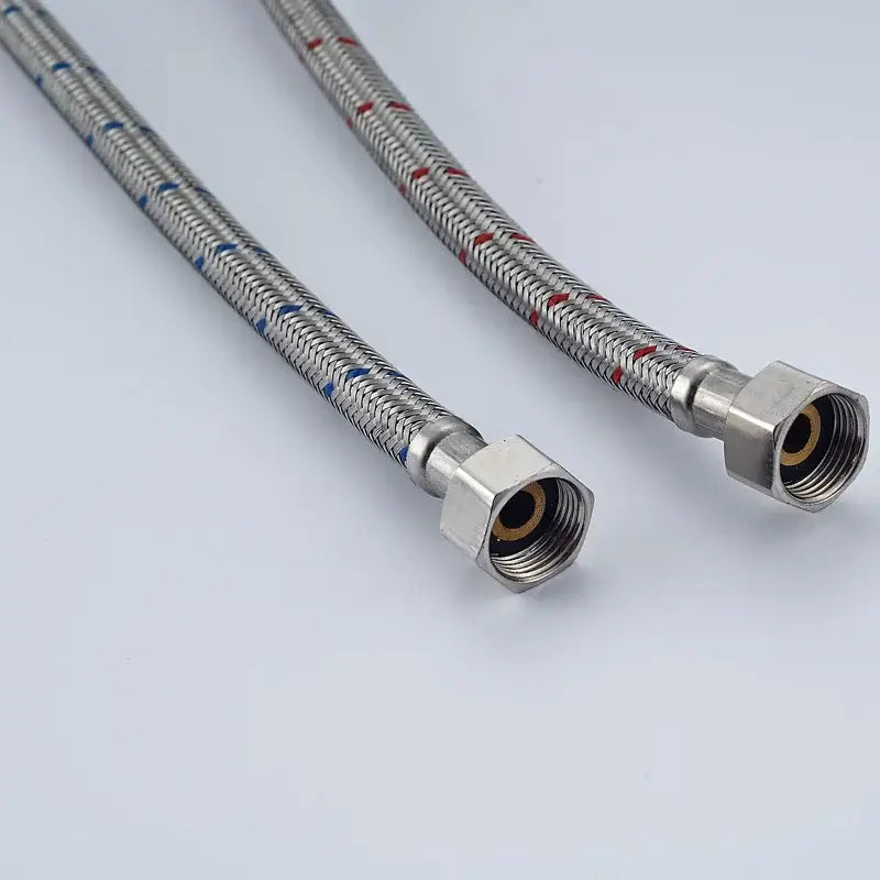 Silver stainless steel faucet plumbing hose with stainless steel braided steel faucet plumbing for kitchen and bath