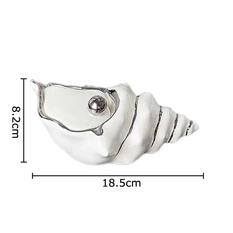 Glossy white ceramic decorbites conch ashtray featuring a metallic silver sphere, ideal windproof living room decor