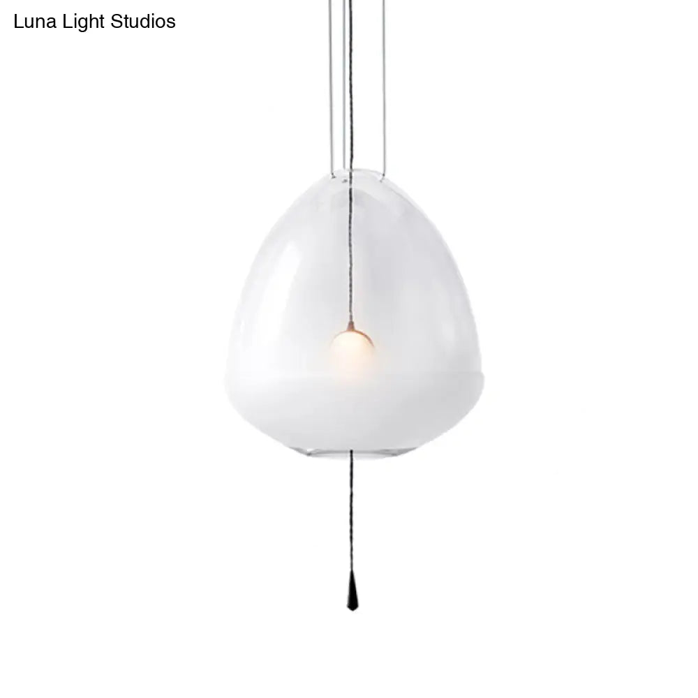 Simple 1-Head Elliptical Bedside Pendant Lamp - Clear Frosted Glass, Ceiling Suspension Lighting