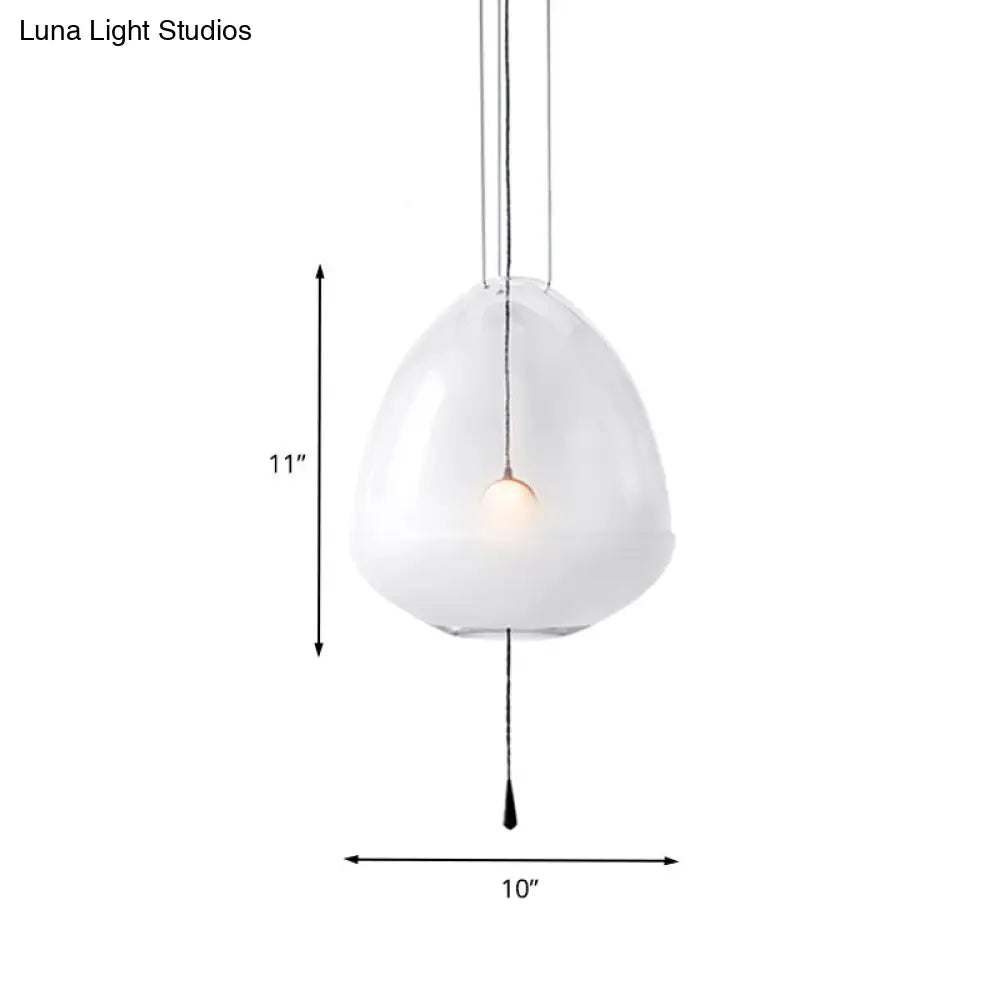 Simple 1-Head Elliptical Bedside Pendant Lamp - Clear Frosted Glass, Ceiling Suspension Lighting