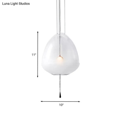 Simple 1-Head Elliptical Bedside Pendant Lamp - Clear Frosted Glass, Ceiling Suspension Lighting