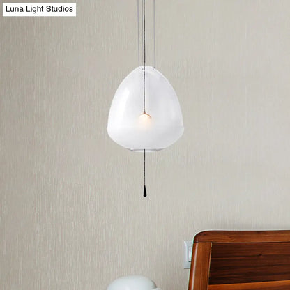 Simple 1-Head Elliptical Bedside Pendant Lamp - Clear Frosted Glass, Ceiling Suspension Lighting