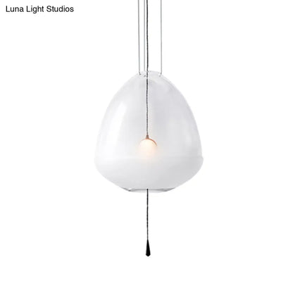 Simple 1-Head Elliptical Bedside Pendant Lamp - Clear Frosted Glass, Ceiling Suspension Lighting