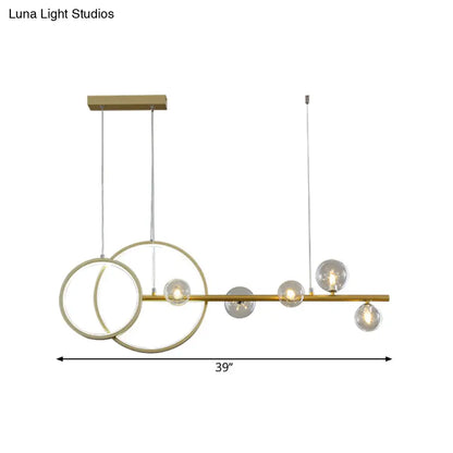 وحدة إضاءة جزيرة LED بسيطة بخمسة رؤوس من DecorBites™ باللون الذهبي: تصميم كروي من الزجاج الشفاف
