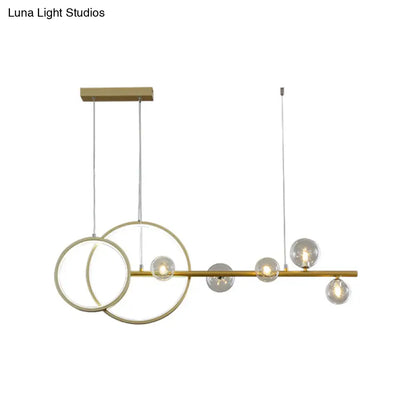 وحدة إضاءة جزيرة LED بسيطة بخمسة رؤوس من DecorBites™ باللون الذهبي: تصميم كروي من الزجاج الشفاف