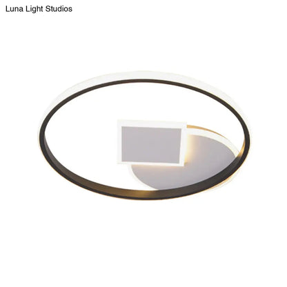 DecorBites™ DecorBites™ Simple Acrylic LED Flush Mount Ceiling Lamp, Round and Square Design, White-Black, White/Warm Light, 16.5"/20.5" Wide