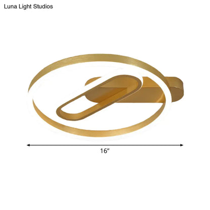 DecorBites™ DecorBites™ Simple Aluminum LED Ceiling Flush Mount Lighting in Gold - Circle and Oblong Shapes, Warm/White Light - 16"/19.5" Wide for Bedrooms