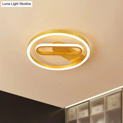 DecorBites™ DecorBites™ Simple Aluminum LED Ceiling Flush Mount Lighting in Gold - Circle and Oblong Shapes, Warm/White Light - 16"/19.5" Wide for Bedrooms