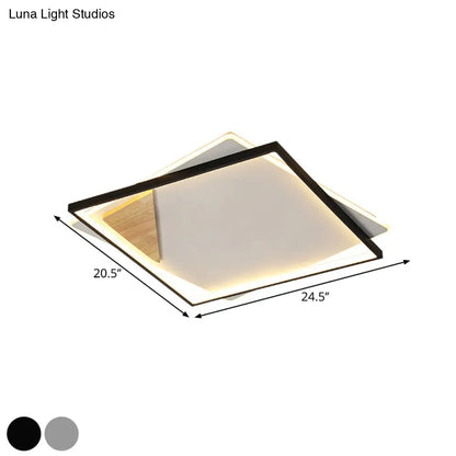 DecorBites™ DecorBites™ Simple Black/Grey LED Flush Mount Ceiling Light with Square Acrylic Shade, Warm/White Light, 16.5"/20.5" W