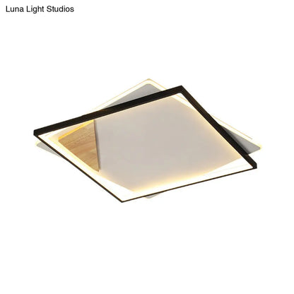 DecorBites™ DecorBites™ Simple Black/Grey LED Flush Mount Ceiling Light with Square Acrylic Shade, Warm/White Light, 16.5"/20.5" W