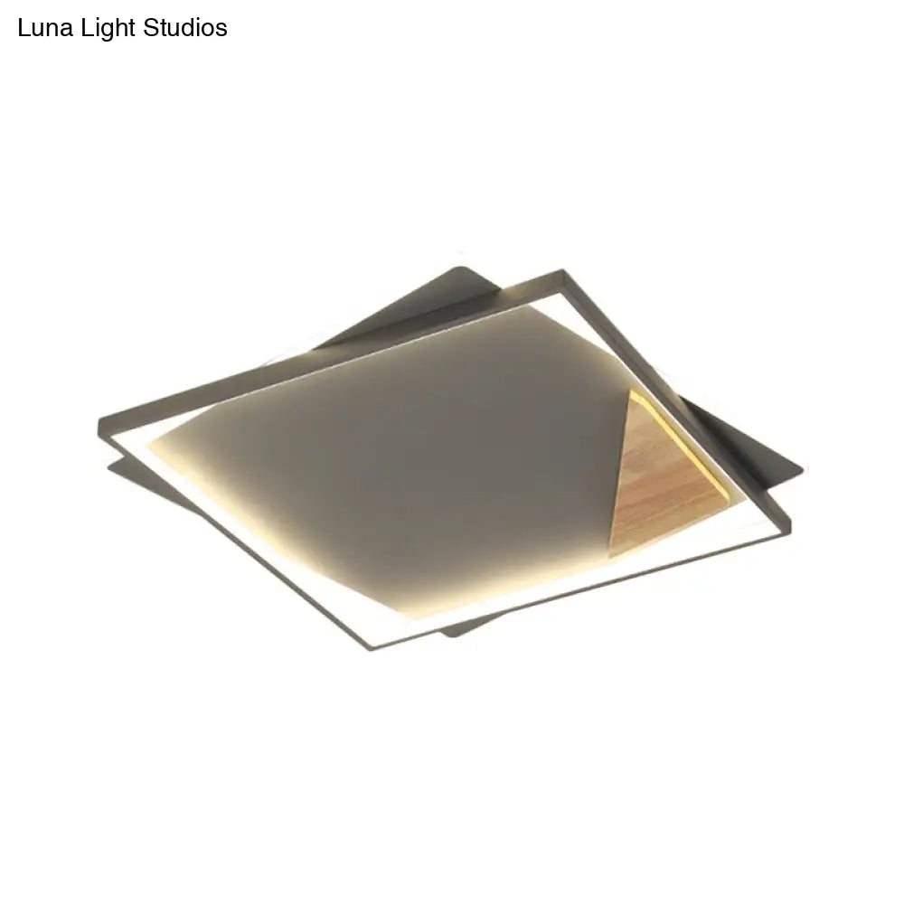 DecorBites™ DecorBites™ Simple Black/Grey LED Flush Mount Ceiling Light with Square Acrylic Shade, Warm/White Light, 16.5"/20.5" W