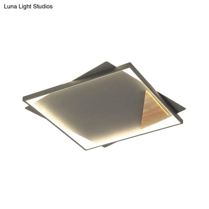 DecorBites™ DecorBites™ Simple Black/Grey LED Flush Mount Ceiling Light with Square Acrylic Shade, Warm/White Light, 16.5"/20.5" W