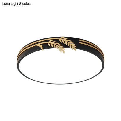 DecorBites™ DecorBites™ Simple Black LED Round Ceiling Light with Wheat Deco - Warm/White Light, 16"/19.5" Wide