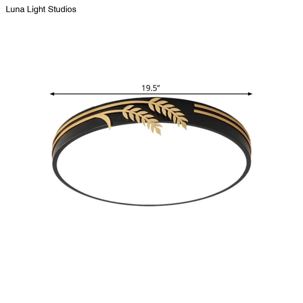 DecorBites™ DecorBites™ Simple Black LED Round Ceiling Light with Wheat Deco - Warm/White Light, 16"/19.5" Wide
