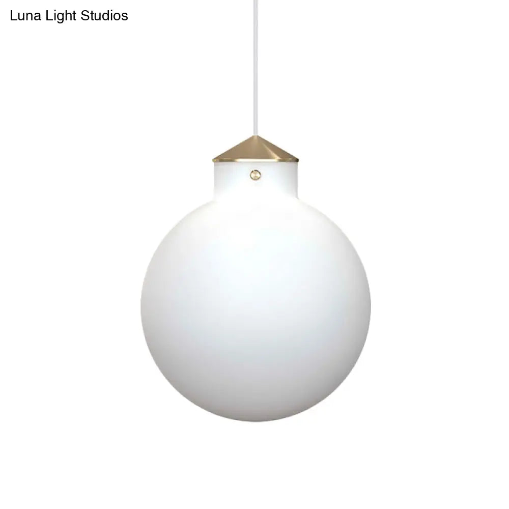 Simple Brass Globe Ceiling Pendant Light with Milk White Glass - Perfect Bedside Lamp