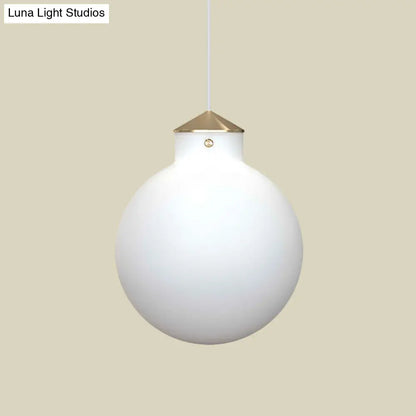 Simple Brass Globe Ceiling Pendant Light with Milk White Glass - Perfect Bedside Lamp