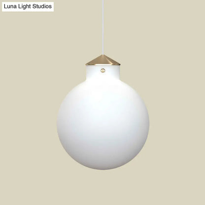 Simple Brass Globe Ceiling Pendant Light with Milk White Glass - Perfect Bedside Lamp