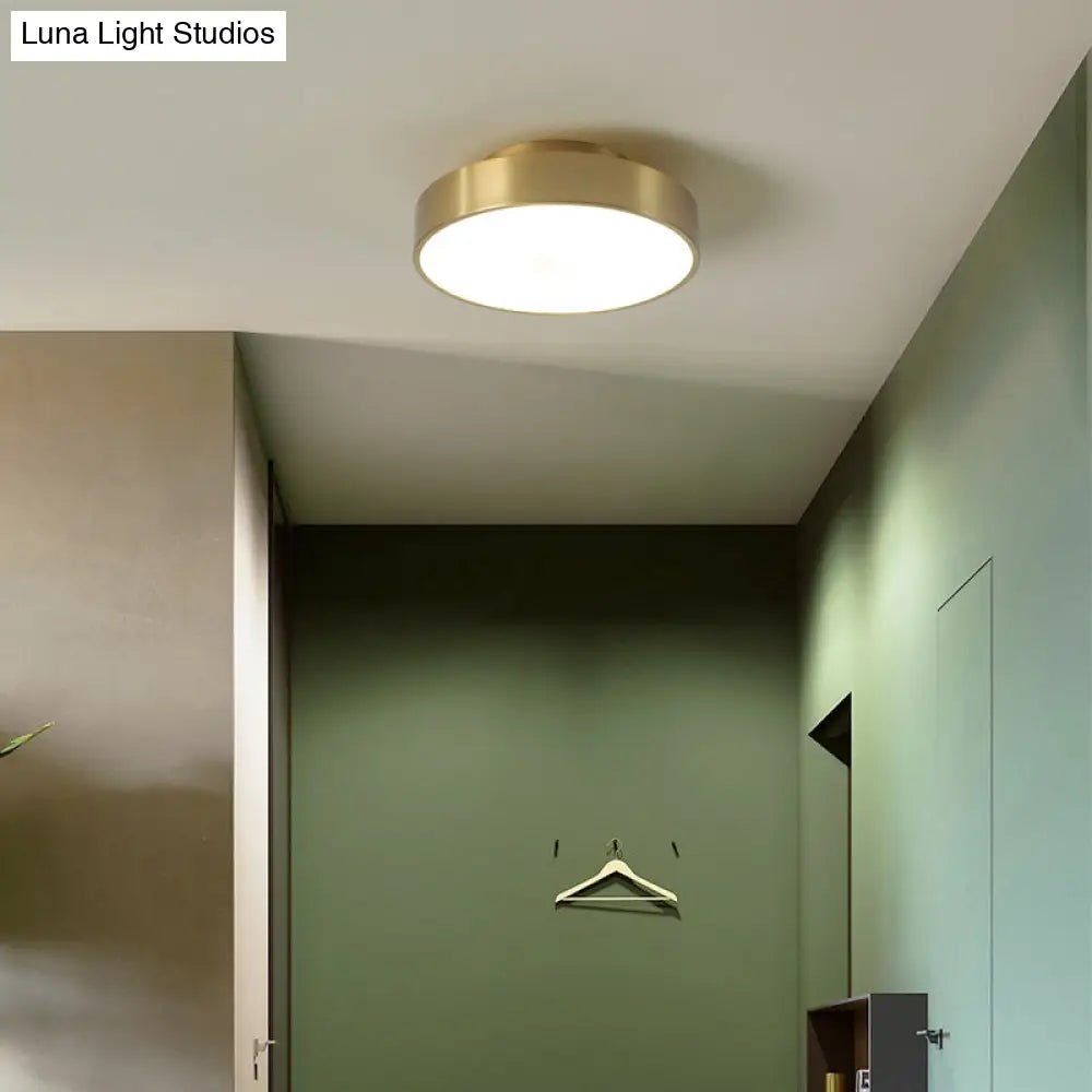 DecorBites™ DecorBites™ Simple Brass Semi Flush Mount Ceiling Light Fixture - Round Aisle Design with 1 Head