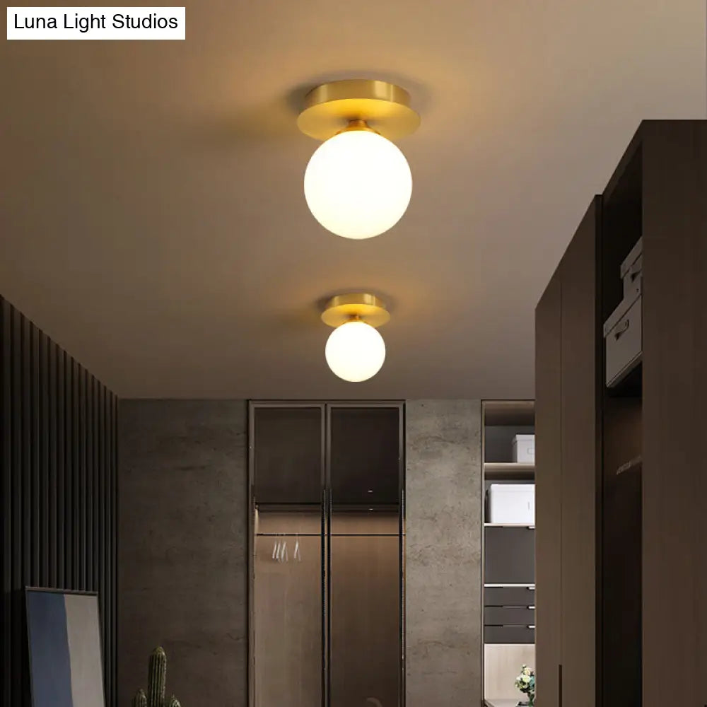 DecorBites™ DecorBites™ Simple Brass Semi Flush Mount Ceiling Light Fixture - Round Aisle Design with 1 Head