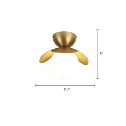 DecorBites™ DecorBites™ Simple Brass Semi Flush Mount Ceiling Light Fixture - Round Aisle Design with 1 Head