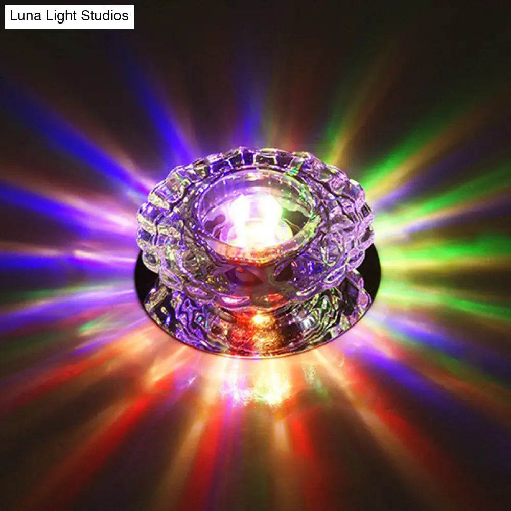 DecorBites™ DecorBites™ Simple Clear Crystal Entryway LED Flush Light Fixture - Round Mini Ceiling Flush Mount