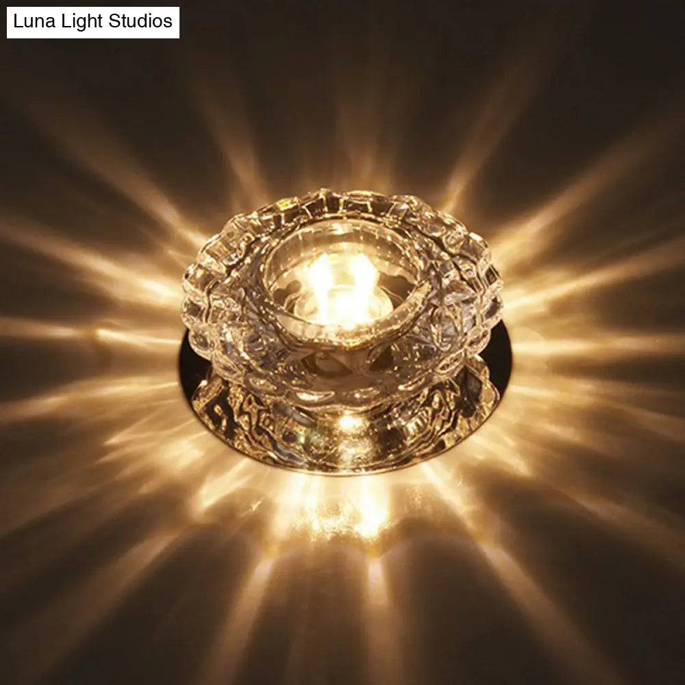 DecorBites™ DecorBites™ Simple Clear Crystal Entryway LED Flush Light Fixture - Round Mini Ceiling Flush Mount